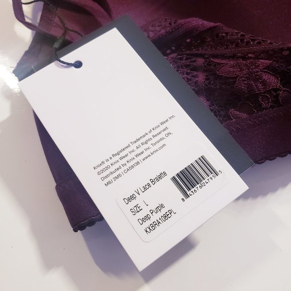 *BRAND NEW* in pack - KNIX - Lace Deep-V Bralette - PURPLE - Picture 5 of 11